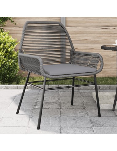 Chaises de jardin lot de 2 avec coussins gris résine tressée