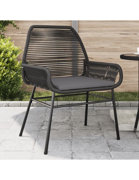 Chaises de jardin lot de 2 avec coussins noir résine tressée