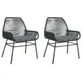 Chaises de jardin lot de 2 avec coussins noir résine tressée
