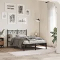 Cadre de lit métal sans matelas avec tête de lit noir 120x200cm