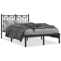 Cadre de lit métal sans matelas avec tête de lit noir 120x200cm