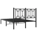 Cadre de lit métal sans matelas avec tête de lit noir 120x200cm