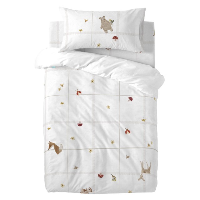 Parure de couette HappyFriday Mini Woods animals Multicouleur Lit de b