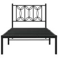 Cadre de lit métal sans matelas avec tête de lit noir 75x190 cm