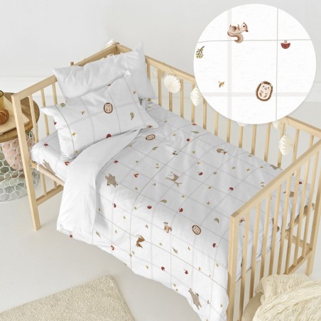 Parure de couette HappyFriday Mini Woods animals Multicouleur Lit de b