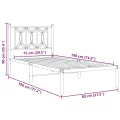 Cadre de lit métal sans matelas avec tête de lit noir 75x190 cm