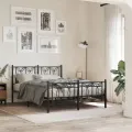 Cadre de lit métal sans matelas avec pied de lit noir 140x200cm