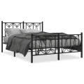 Cadre de lit métal sans matelas avec pied de lit noir 140x200cm