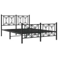Cadre de lit métal sans matelas avec pied de lit noir 140x200cm
