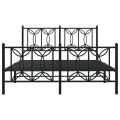Cadre de lit métal sans matelas avec pied de lit noir 140x200cm