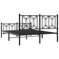 Cadre de lit métal sans matelas avec pied de lit noir 140x200cm