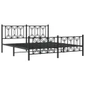 Cadre de lit métal sans matelas avec pied de lit noir 183x213cm