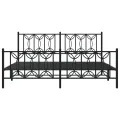 Cadre de lit métal sans matelas avec pied de lit noir 183x213cm