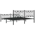 Cadre de lit métal sans matelas avec pied de lit noir 183x213cm