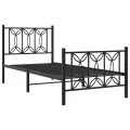 Cadre de lit métal sans matelas avec pied de lit noir 90x200 cm