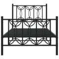 Cadre de lit métal sans matelas avec pied de lit noir 90x200 cm