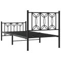 Cadre de lit métal sans matelas avec pied de lit noir 90x200 cm