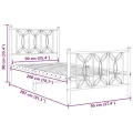 Cadre de lit métal sans matelas avec pied de lit noir 90x200 cm
