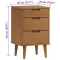 Table de chevet MOLDE Marron 40x35x65 cm Bois de pin solide