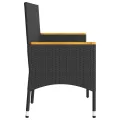 Banc de jardin à 3 places avec coussins noir résine tressée