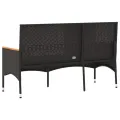 Banc de jardin à 3 places avec coussins noir résine tressée