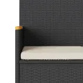 Banc de jardin à 3 places avec coussins noir résine tressée