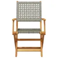 Chaises de jardin lot de 2 gris bois massif d'acacia et rotin