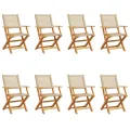 Chaises de jardin pliantes lot de 8 beige rotin et bois massif