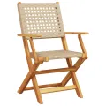 Chaises de jardin pliantes lot de 8 beige rotin et bois massif