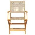 Chaises de jardin pliantes lot de 8 beige rotin et bois massif