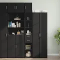 Armoire de rangement mince noir 30x42,5x225cm bois d'ingénierie