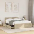 Cadre de lit tête de lit sans matelas chêne sonoma 140x200 cm