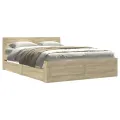 Cadre de lit tête de lit sans matelas chêne sonoma 140x200 cm