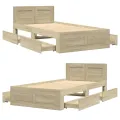 Cadre de lit et tête de lit sans matelas chêne sonoma 75x190 cm