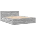 Cadre de lit et tête de lit sans matelas sonoma gris 160x200 cm