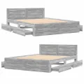 Cadre de lit et tête de lit sans matelas sonoma gris 160x200 cm