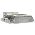 Cadre de lit et tête de lit sans matelas gris béton 120x200 cm