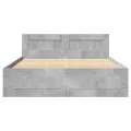 Cadre de lit et tête de lit sans matelas gris béton 120x200 cm