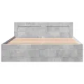 Cadre de lit et tête de lit sans matelas gris béton 160x200 cm