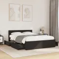 Cadre de lit avec tête de lit sans matelas noir 120x200 cm