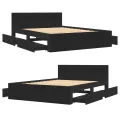 Cadre de lit avec tête de lit sans matelas noir 120x200 cm