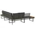 Canapé de jardin avec coussins en forme de L gris rotin acacia