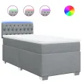 cadre de lit avec matelas Gris clair 90x200 cm Tissu