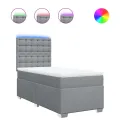 cadre de lit avec matelas Gris clair 90x200 cm Tissu