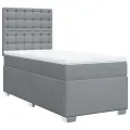 cadre de lit avec matelas Gris clair 90x200 cm Tissu