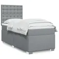 cadre de lit avec matelas Gris clair 90x200 cm Tissu