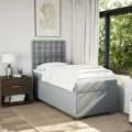 cadre de lit avec matelas Gris clair 90x200 cm Tissu