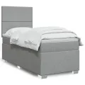 cadre de lit avec matelas Gris clair 90x200 cm Tissu