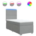 cadre de lit avec matelas Gris clair 90x200 cm Tissu