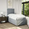 cadre de lit avec matelas Gris clair 90x200 cm Tissu